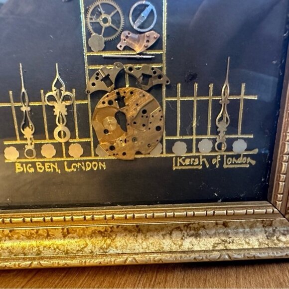 L Kersh of London Horological Collage Art Signed Big Ben Locomotive  Rolls Royce - Picture 3 of 14